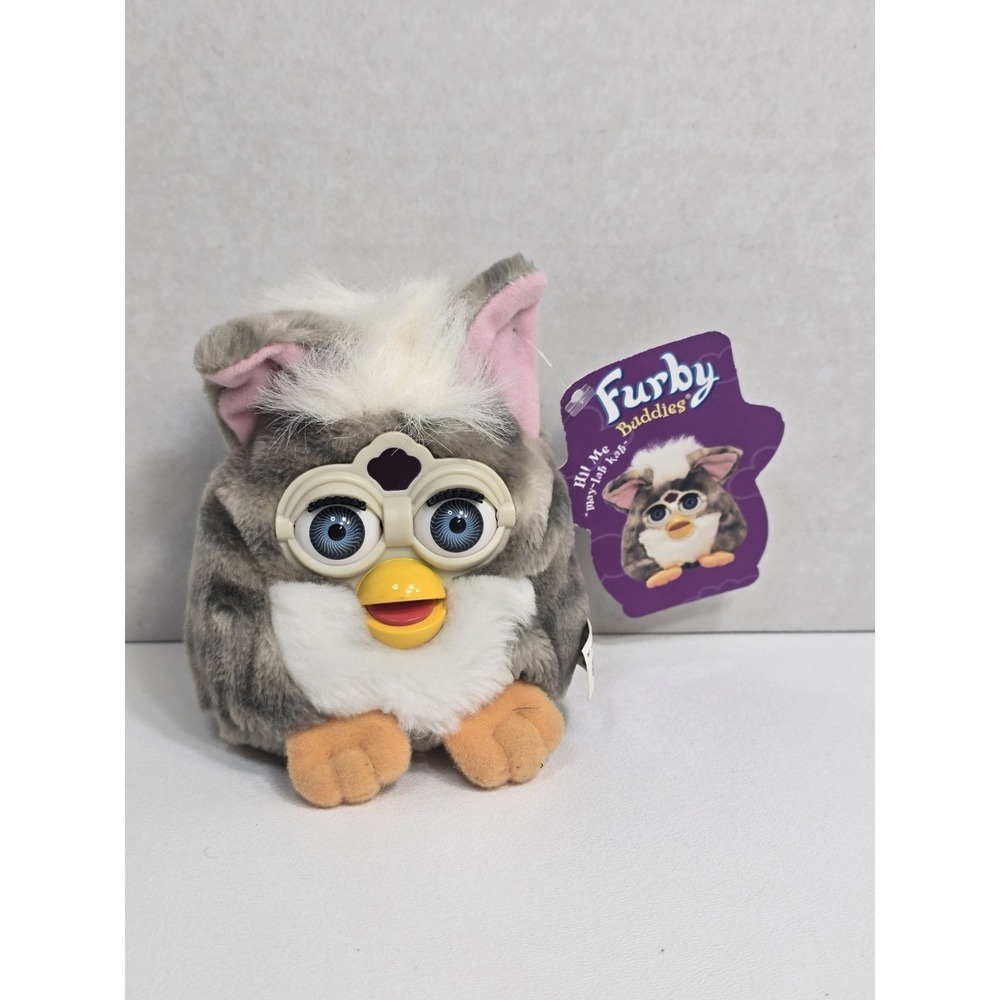 NWT 1999 Vintage Tiger Electronics Furby Buddies Plush Toy May-May Kah Gray Wht